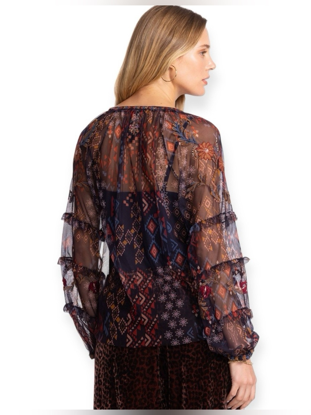 NWT JOHNNY WAS SAPPHIRE MESH BLOUSE - Picture 5 of 5